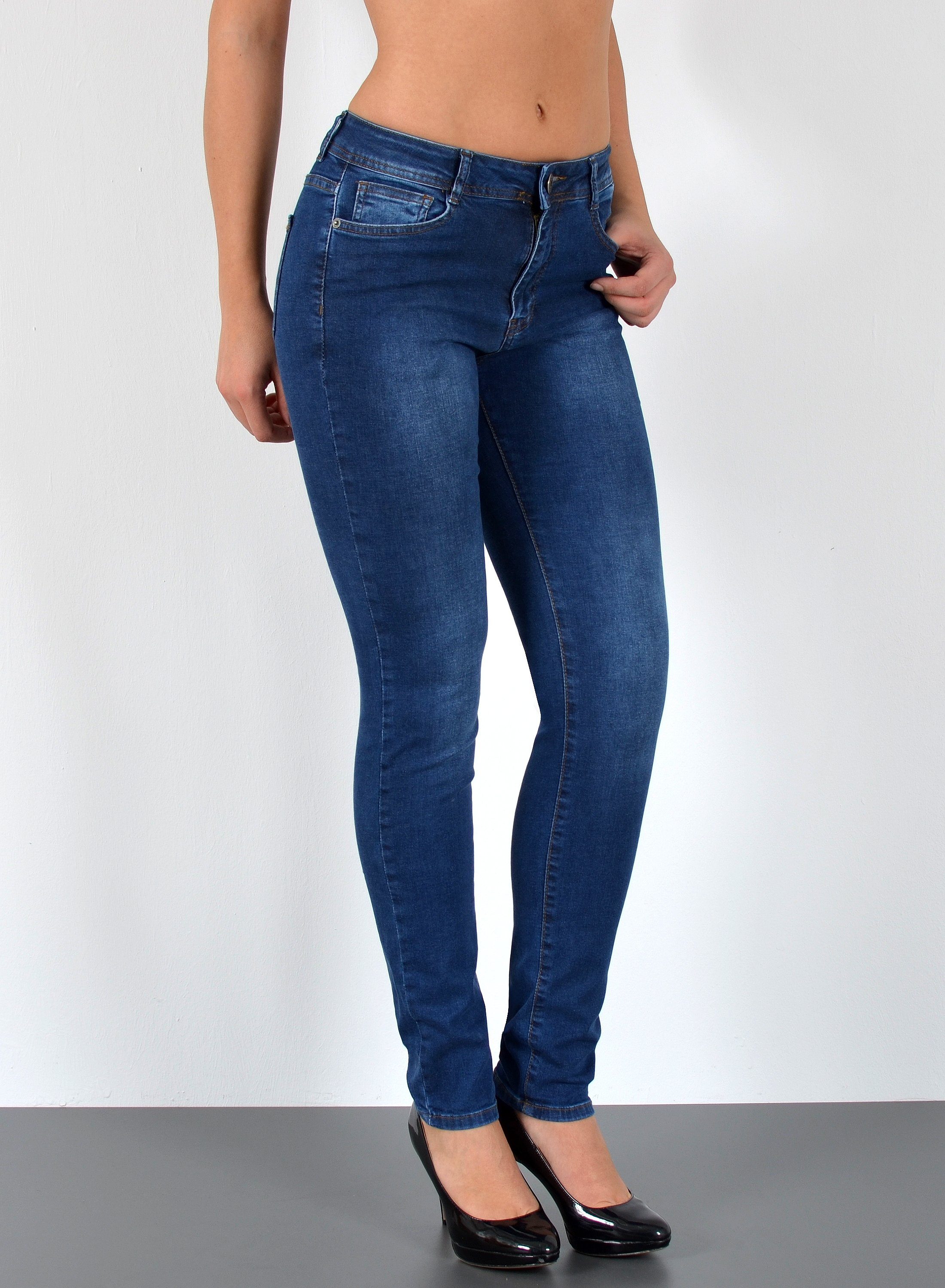 ESRA Skinny-fit-Jeans S100 Damen High Waist Jeans Skinny, Damen Röhrenjeans  mit enger Beinform und hoher Leibhöhe, bis Übergröße / Plussize Große  Größe, Damen enge Skinny Jeans mit Stretch und Hoch Bund