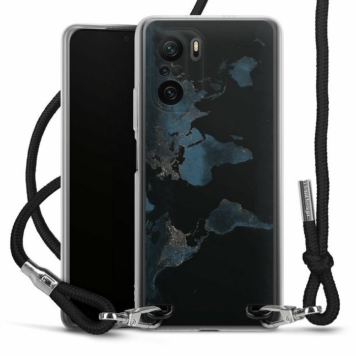 DeinDesign Handyhülle Weltkarte Landkarte Nacht Nightlight Worldmap Xiaomi Poco F3 Handykette Hülle mit Band Case zum Umhängen