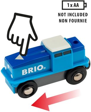 BRIO® Spielzeug-Lokomotive BRIO® WORLD, Blaue Batterie-Frachtlok, FSC® - schützt Wald - weltweit