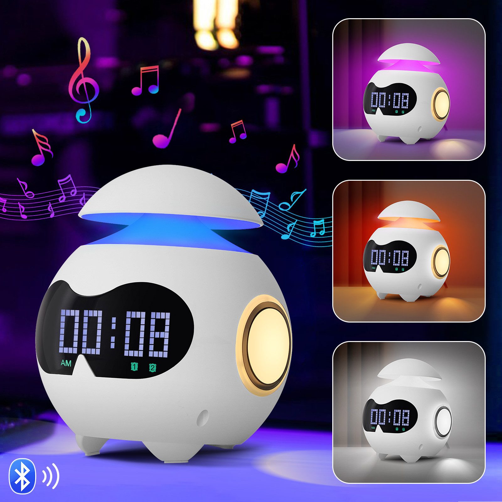 Jibenhome Wecker Kinderwecker Bluetooth LED Nachtlicht Emotionen Clock mit günstig online kaufen