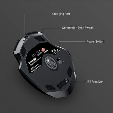 Gontence Maus kabellos Ergonomische tragbare Maus Bluetooth ergonomische Maus Gaming-Maus (Silent wiederaufladbare Bluetooth-Funkmaus (Tri-Mode: BT 5.0/3.0+2.4G)