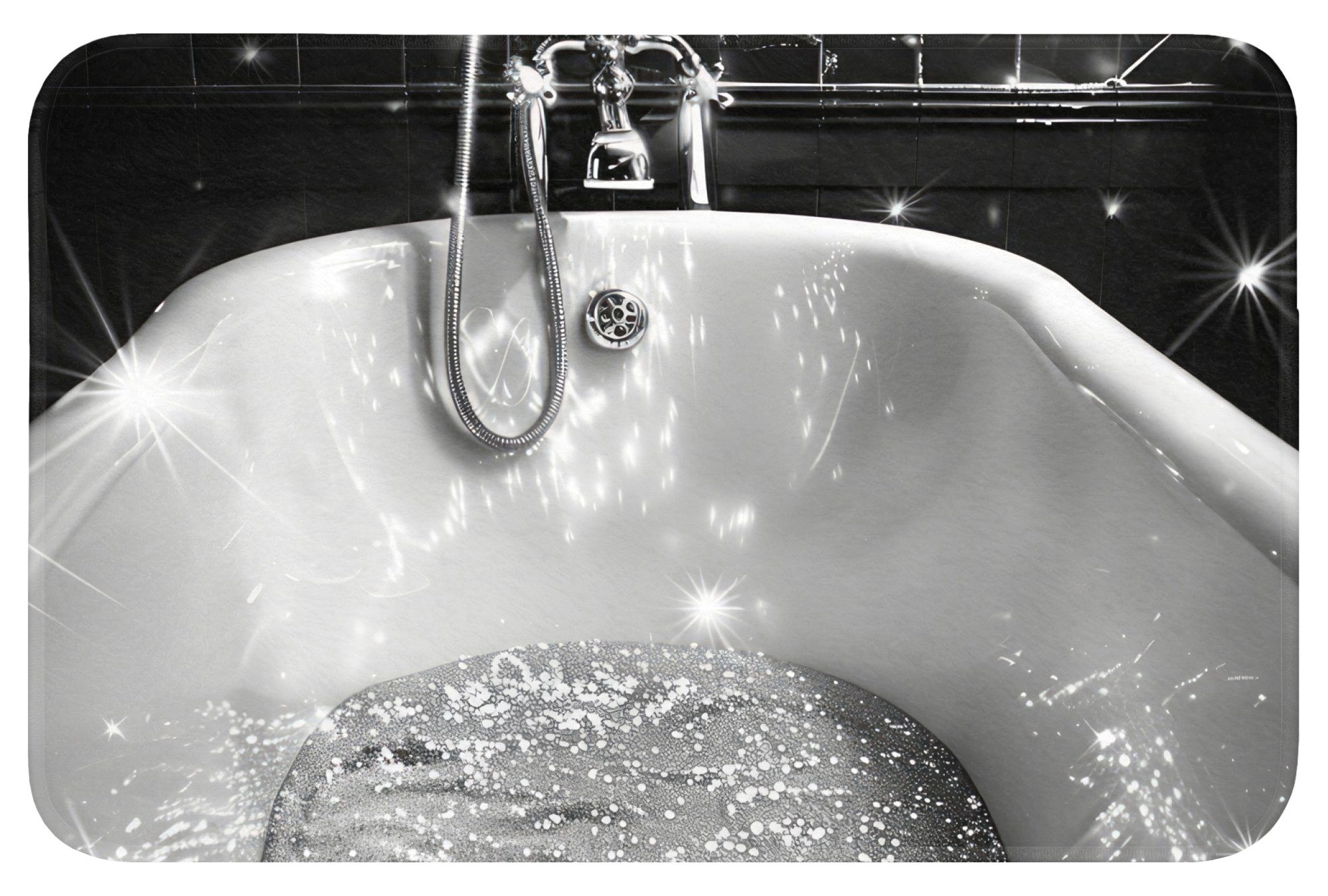 OnlyWow Badematte Badewanne - Glitter - Schwarz und Weiß - Badezimmer, Höhe 10 mm, Polyester, Rechteckig, Badezimmerteppich, Badteppich, Rutschfest, Badvorleger, Waschbar