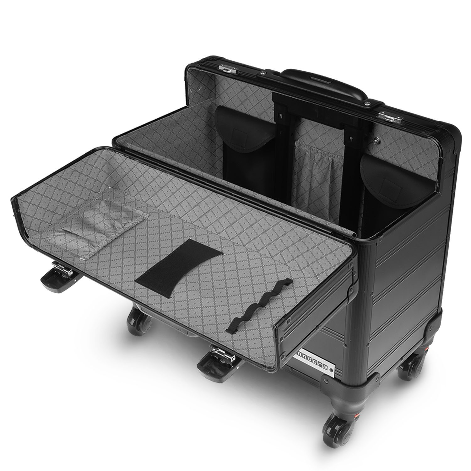 anndora Business-Trolley 4 Rad Pilotenkoffer mit TSA Schloss Schwarz, ausziehbarer Teleskopgriff - verstärkte Aluminiumecken und Oberflächen