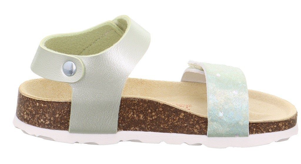 WMS: Sandale Klettverschluss hellgrün-silberfarben Mittel Superfit FUSSBETTPANTOFFEL mit