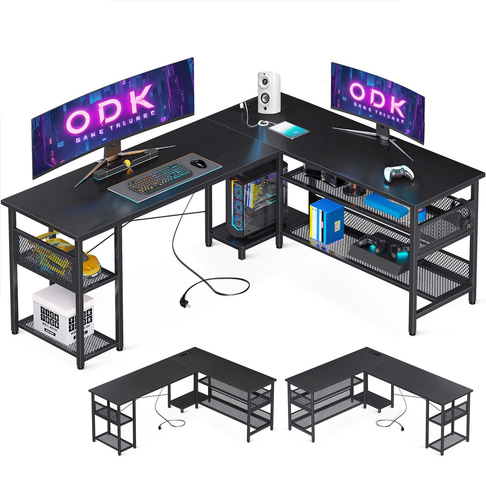 ODK Computertisch L-Form Reversibler Eckschreibtisch mit günstig online kaufen
