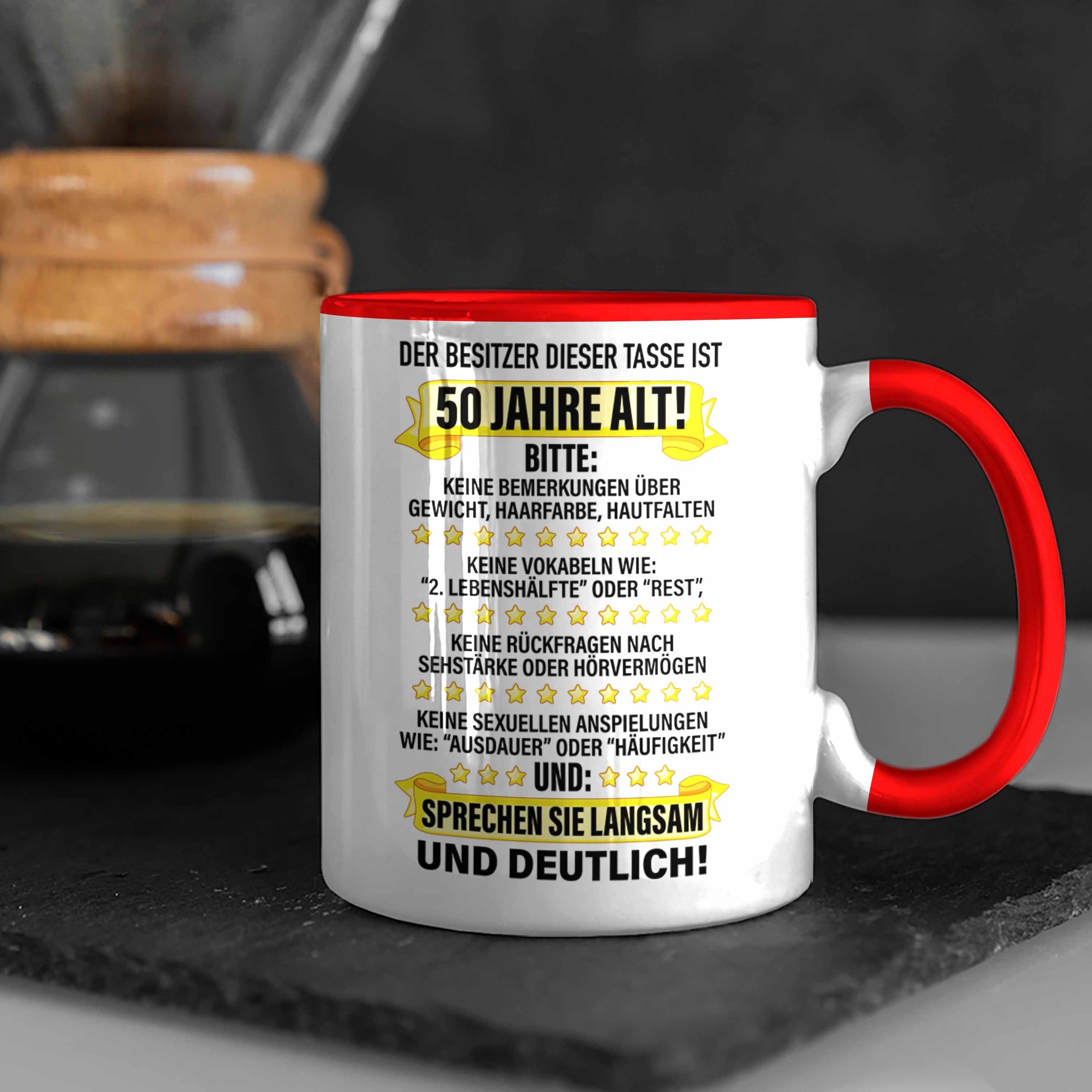 Vater Tasse Perfektion Trendation Geburtstag 50. Geschenkidee Witzig Tasse Rot Lustiger Spruch - Papa Spruch 50er Geburtstag Geschenk Trendation Männer