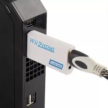 Retoo Wii auf zu HDMI Full HD TV Konverter Adapter Stick 1080p 3,5 Audio Adapter Wii zu HDMI, Konvertiert alle Signale der Wii-Konsole, 1080p, Einfach zu bedienen