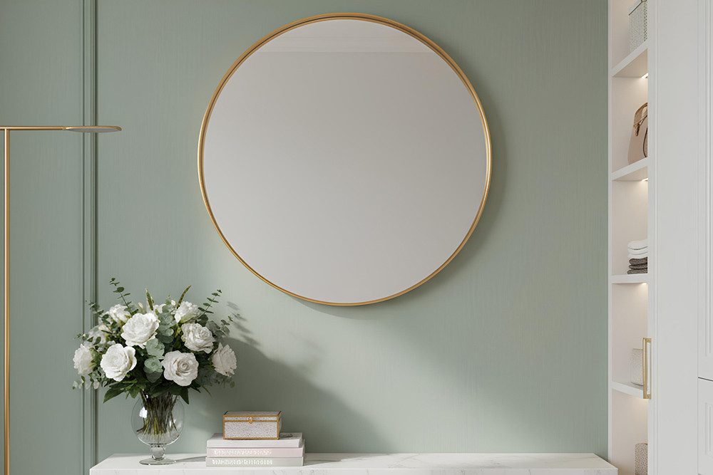 riess-ambiente Wandspiegel PORTRAIT 60cm gold – Metallrahmen, rund, Accessoire (Einzelartikel, 1-St), moderner Spiegel mit edlem Goldakzent – ideal für Flur oder Ankleide