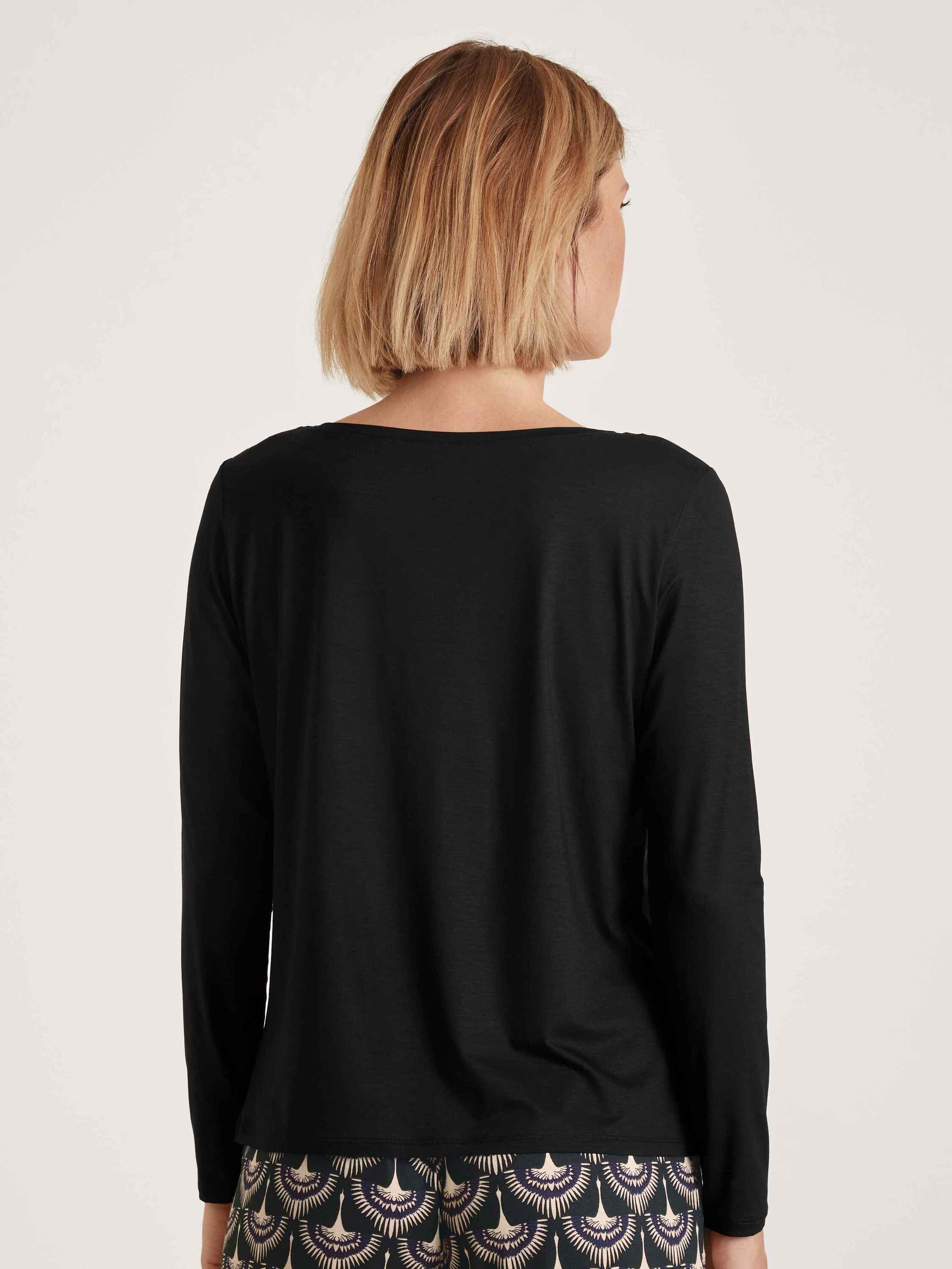 Langarm-Shirt (1-tlg) schwarz CALIDA Pyjamaoberteil