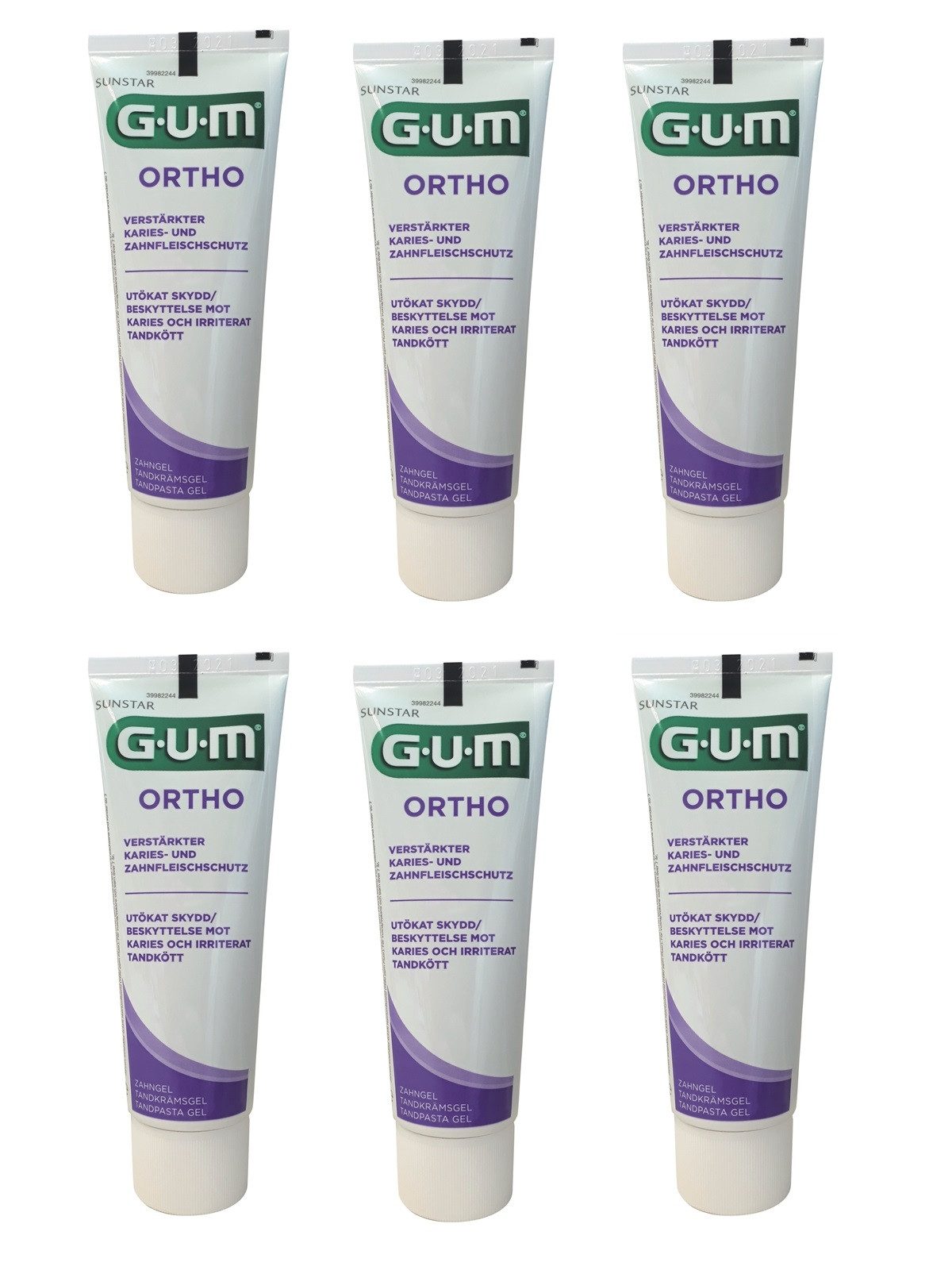 Zahnpasta 6x GUM Ortho Zahngel 6x 75 ml