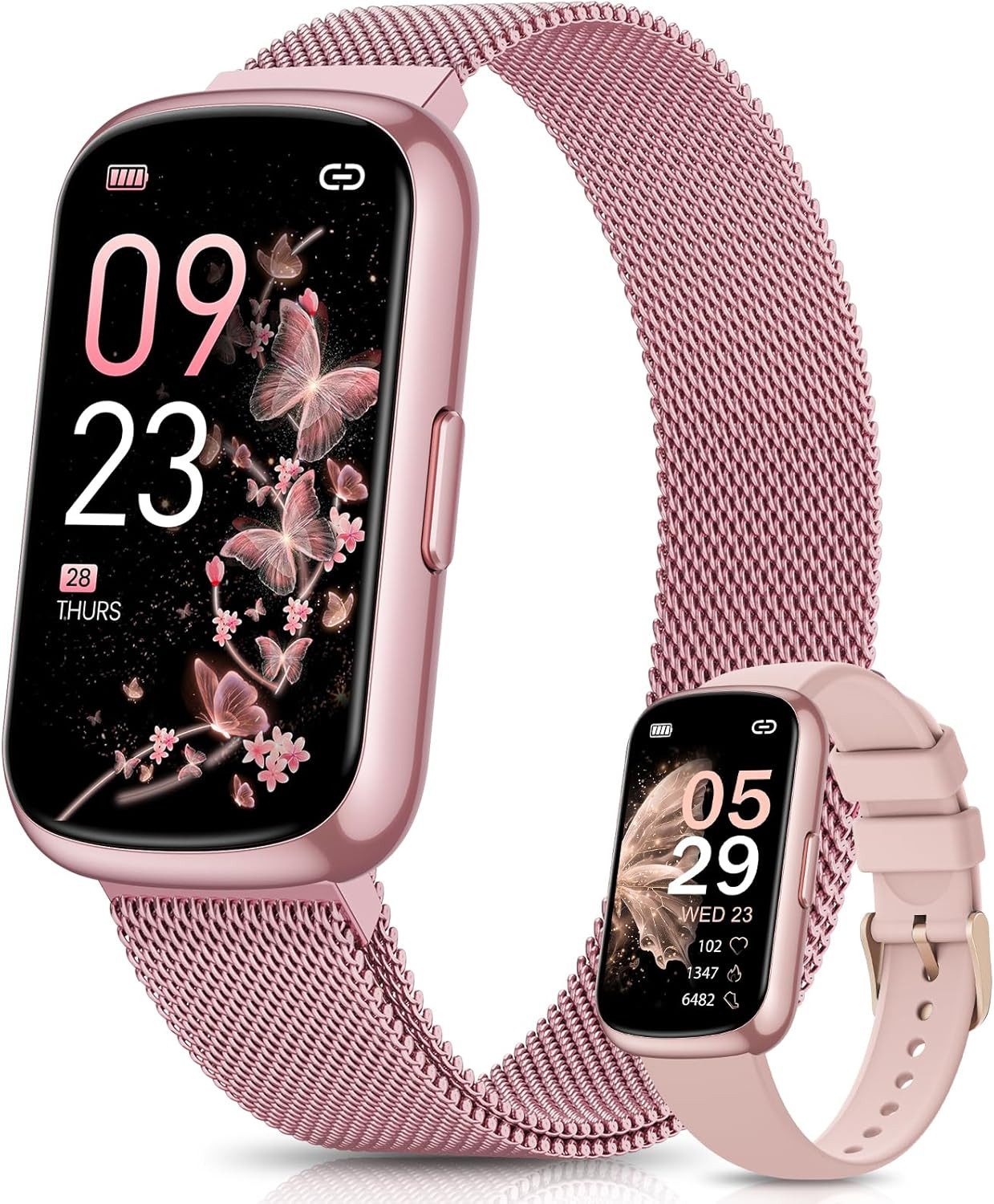 2025 Smartwatch Damen, 1.47" Fitnessuhr Pulsuhr SpO2 Schlafmonitor Smartwatch