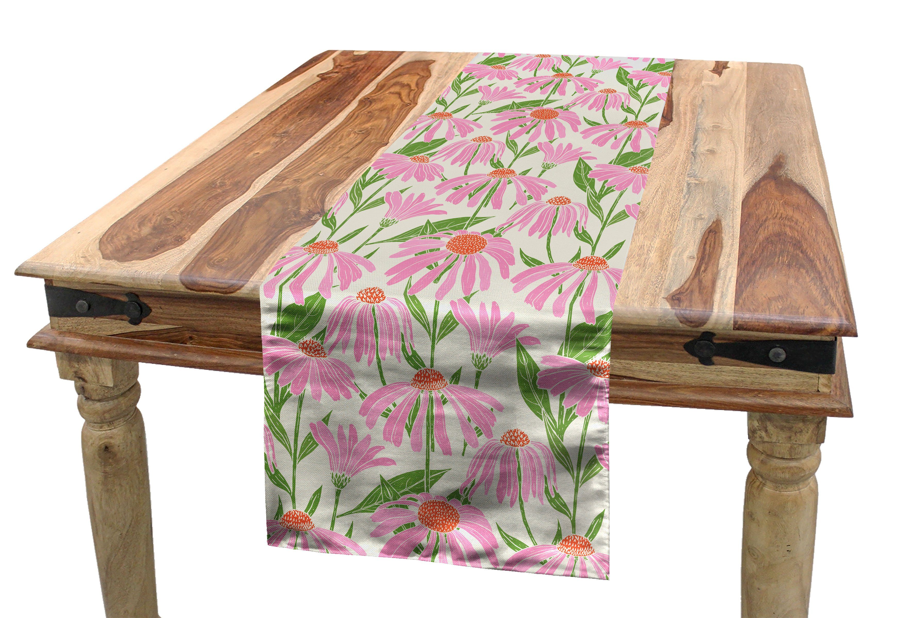 Abakuhaus Tischläufer Esszimmer Küche Rechteckiger Dekorativer Tischläufer, Garten-Kunst Rosa Echinacea Blumen