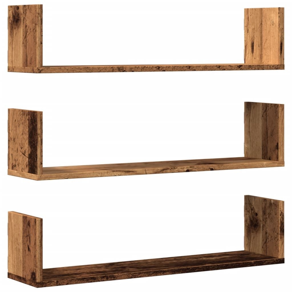 vidaXL Regal Wandregale 3 Stk. Altholz-Optik 80x18x18 cm Holzwerkstoff, 1-t günstig online kaufen
