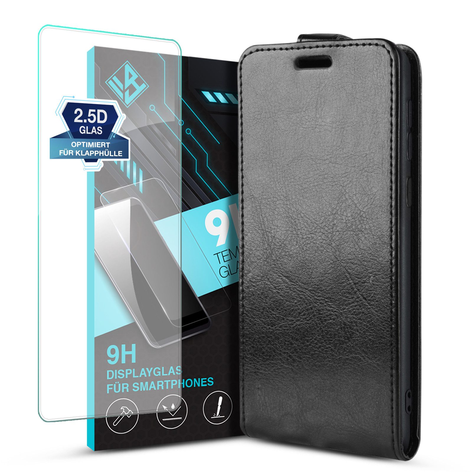 Tec-Expert Handyhülle Klapp Hülle für Huawei P20 5.8 Zoll, 5.8", Tasche Klapphülle Case mit Kartenfach Fliphülle vertikal