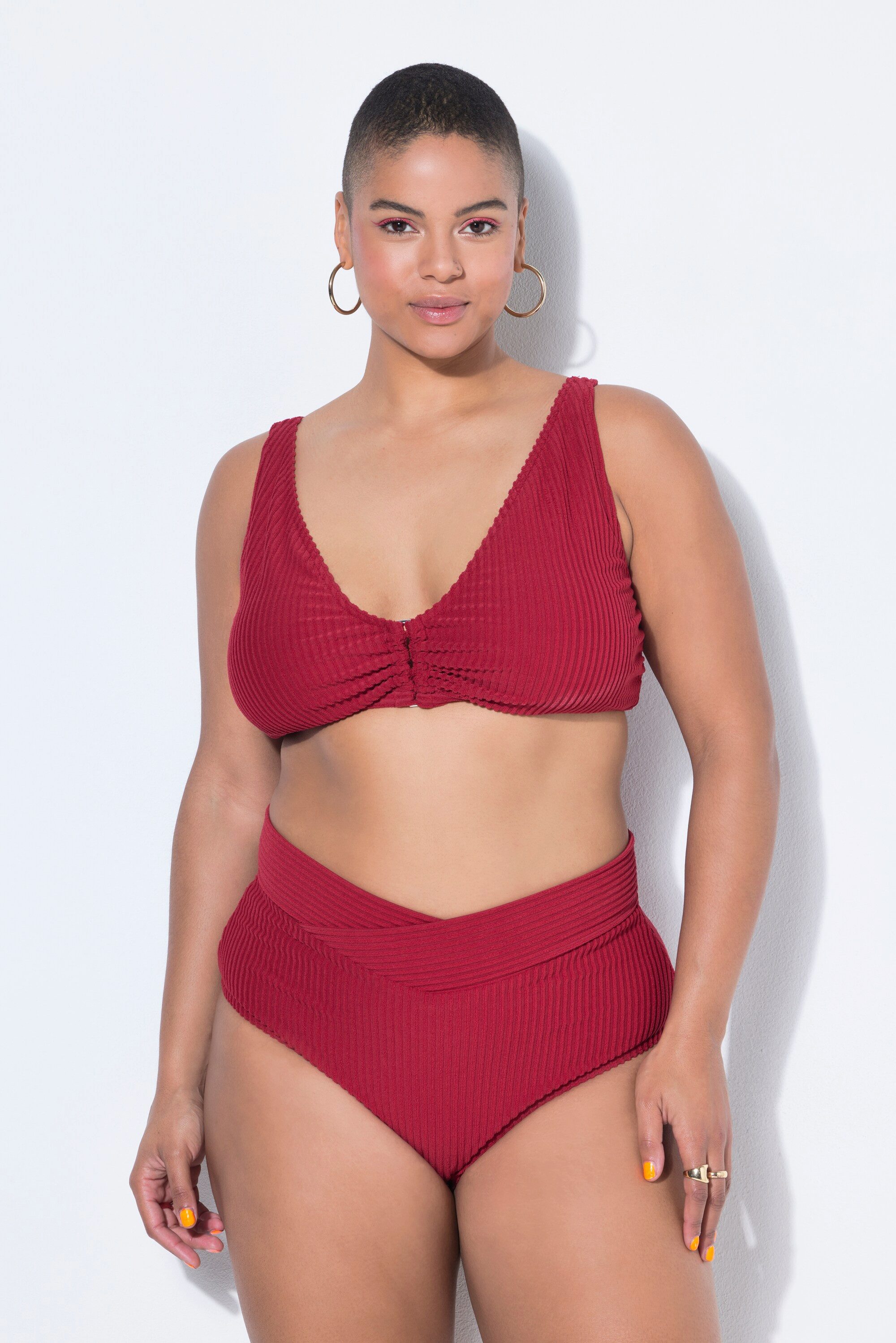 Studio Untold Soft-BH Bikini-Top Frottee-Streifen Zierring Softcups