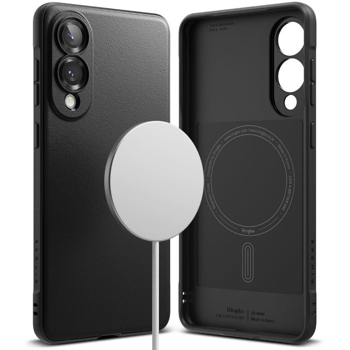 Ringke Handyhülle Onyx Schwarz mit Magnetfunktion Kompatibel mit Samsung Galaxy S25 Edge 6,7, Integrierte Magnetfunktion mit griffiger, matter Oberfläche