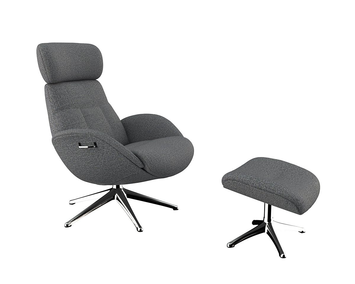 FLEXLUX Relaxsessel Elegant, Funktionssessel, verstellbarer Rücken- und Kopfstütze, Premium Komfort, Rücken- und Kopfteilverstellung, Drehbar, Fuß Alu