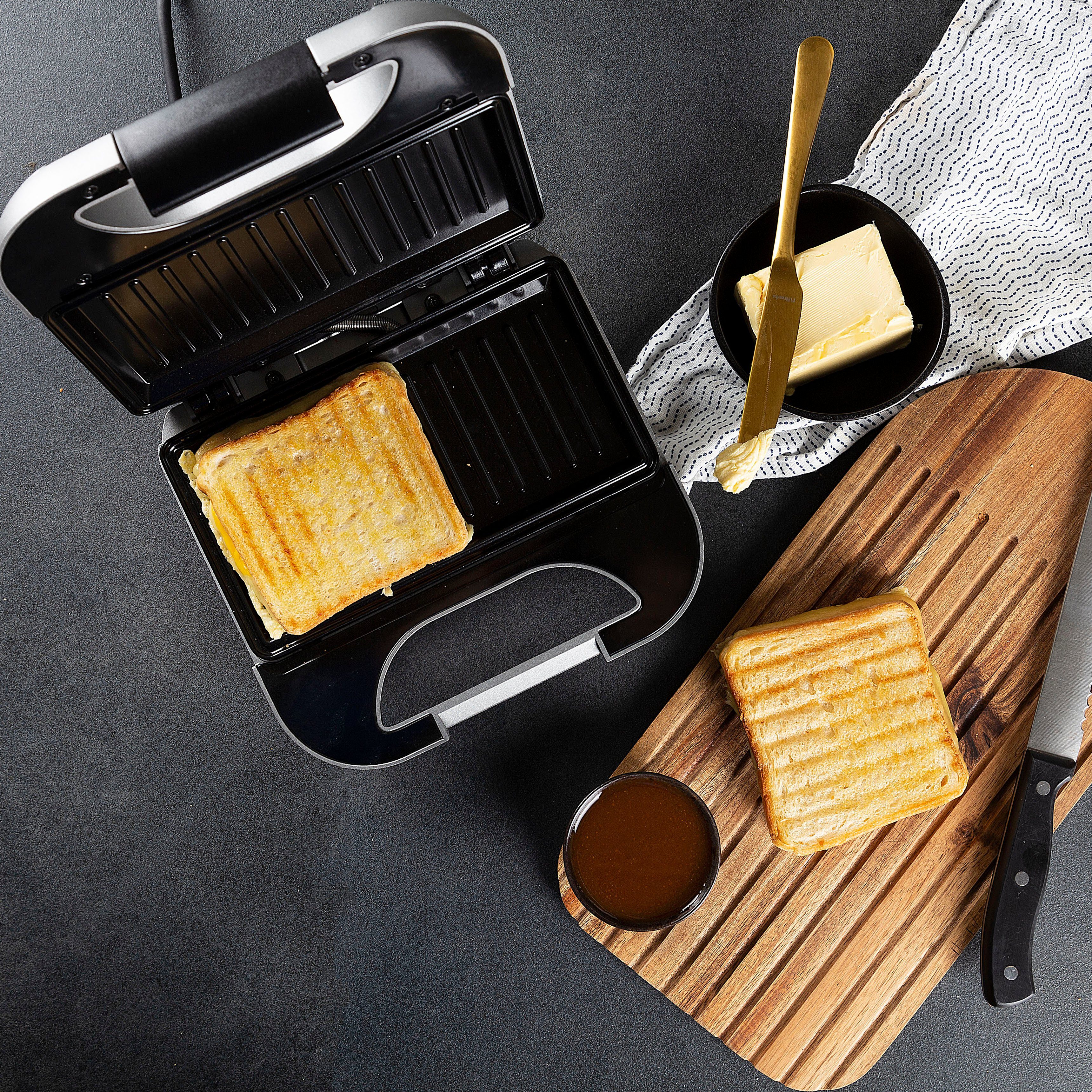 PRINCESS Sandwichmaker 127003 DeLuxe, 750 W, 22x12cm Bratfläche, 0,85 m Kabellänge, mit Sicherheitsverschluss