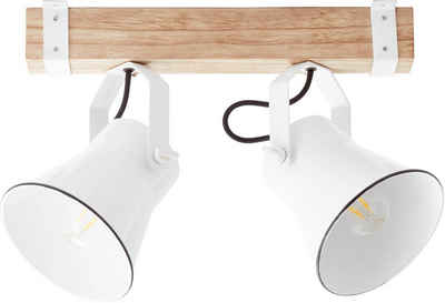 Brilliant Leuchten Deckenspots PLOW, ohne Leuchtmittel, 40 cm Breite, 2 x E27, schwenkbar, Metall/Holz, weiß/holz hell