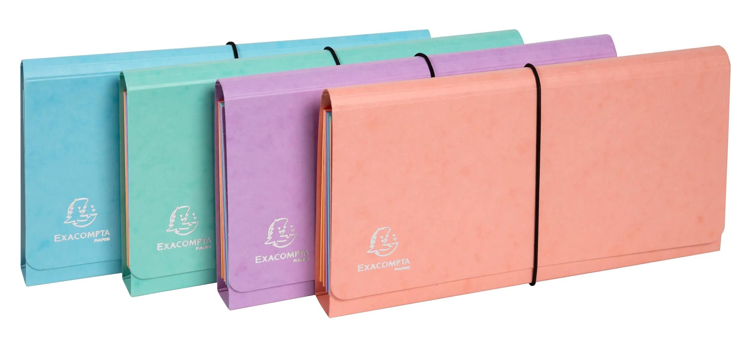 EXACOMPTA Fächermappe 4x Fächermappe mehrfarbig Karton 6 Fächer 26x13cm sortiert 58660E, Manila Fächermappe