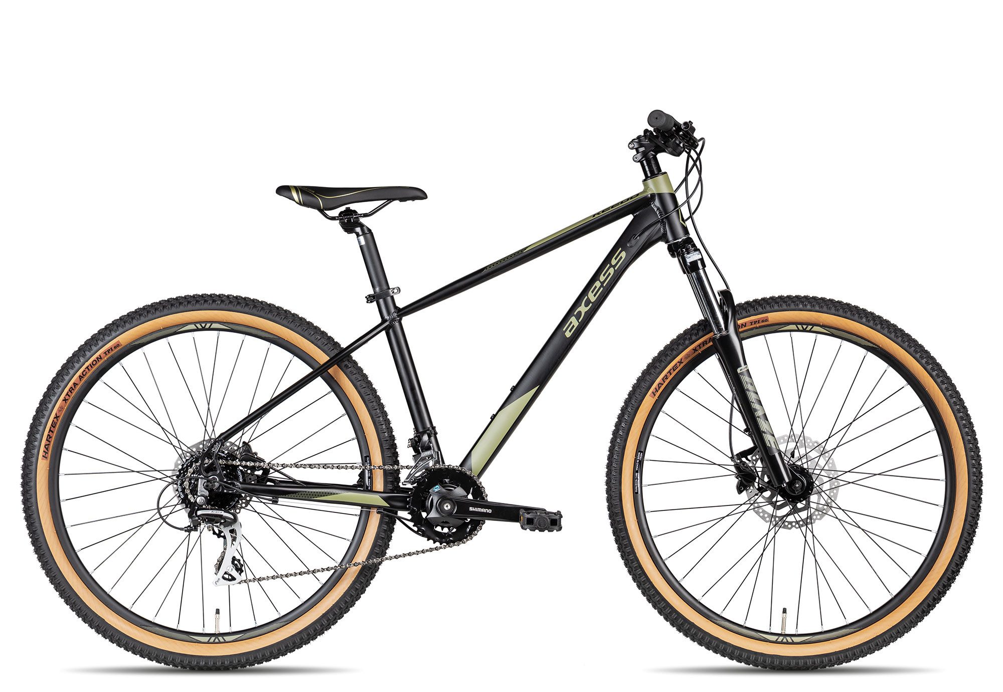 Axess Mountainbike KEEDO, 16 Gang Shimano Acera M3020 8 speed Schaltwerk, Kettenschaltung, MTB-Hardtail Herrenrad 27,5 Zoll schwarz/grau