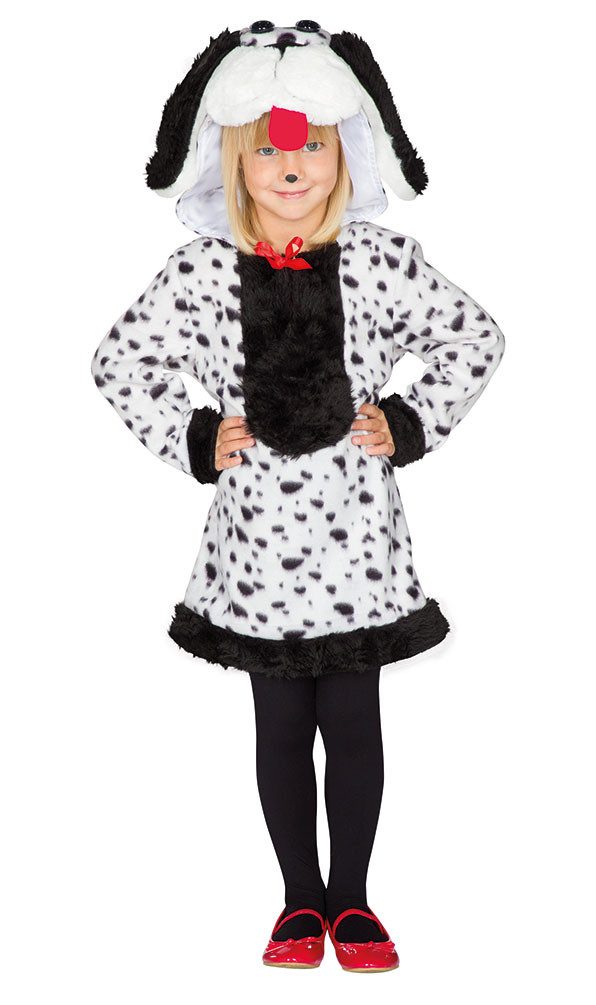Kostüm Dalmatiner Kinder Mädchen Kapuzenkleid Fleece