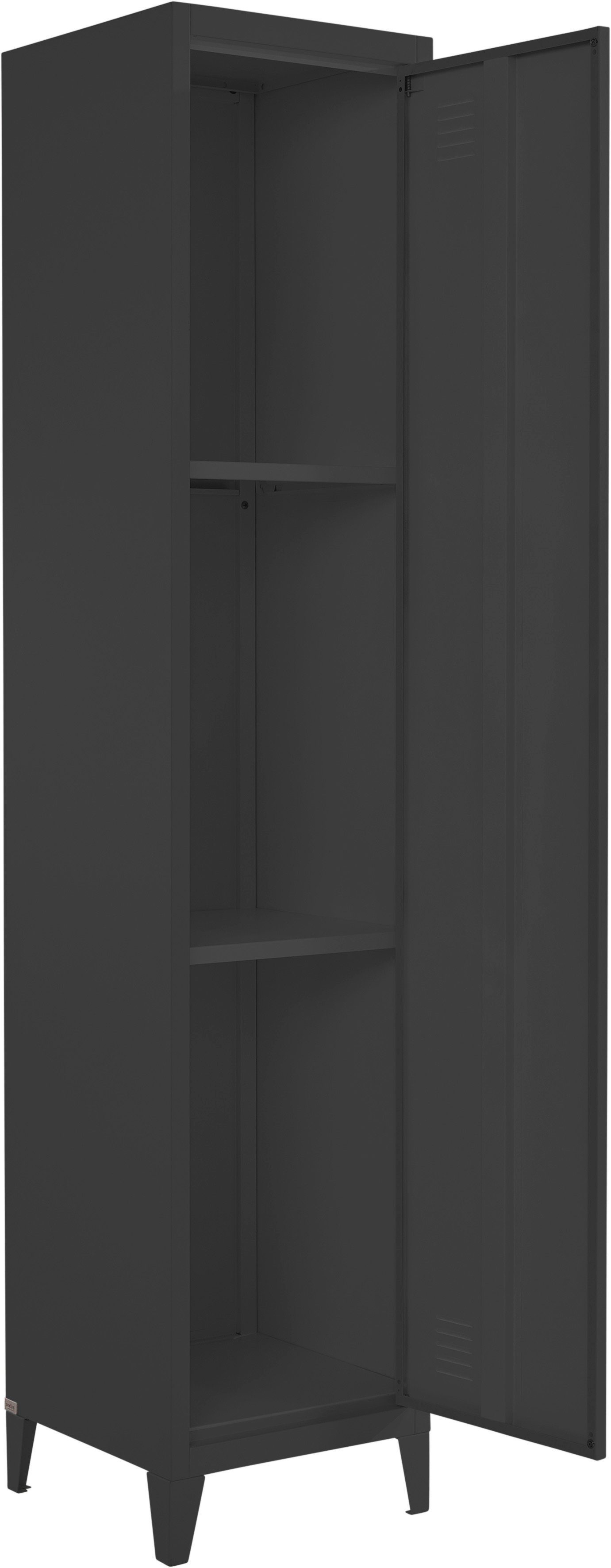 andas Hochschrank Jensjorg Einlegeböden aus Metall, Höhe 180 x cm der Tür, schwarz 2 hinter Hochschrank