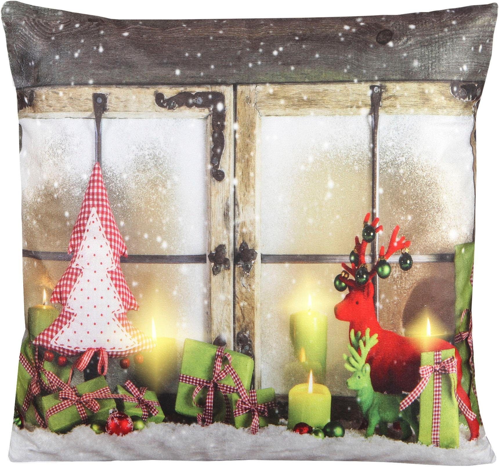 Kissenhülle »Weihnachtsstimmung«, Delindo Lifestyle (1 Stück), LED-Kissenbezug  mit integrierter Beleuchtung online kaufen | OTTO