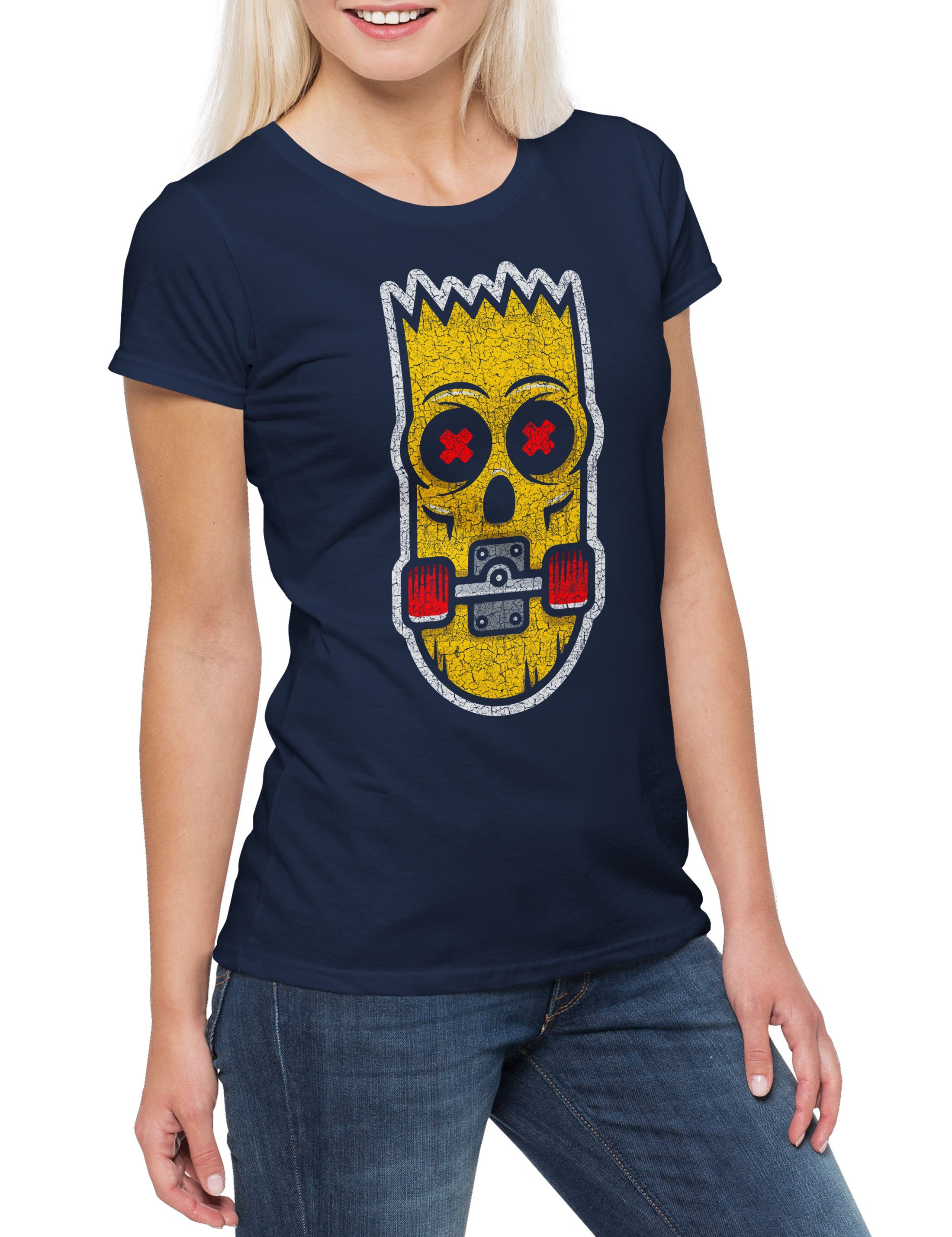 Urban Backwoods Print-Shirt Bart Skate Damen T-Shirt Fun Skate Skate Sk8 Or Die Skater (1-tlg) Skateboarding Skaten Oldschool Deck