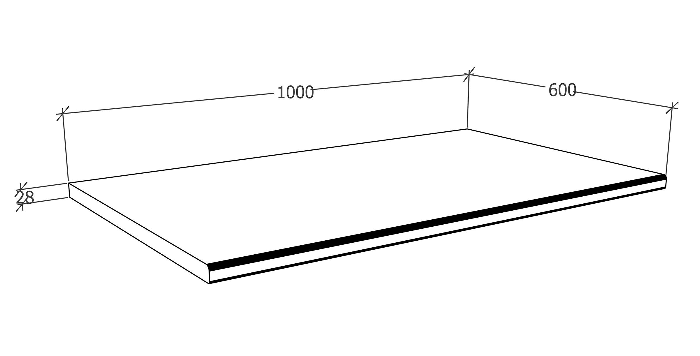 VCM Arbeitsplatte Küchenplatte Esilo H. 60 x B. 100 x T. 28 cm