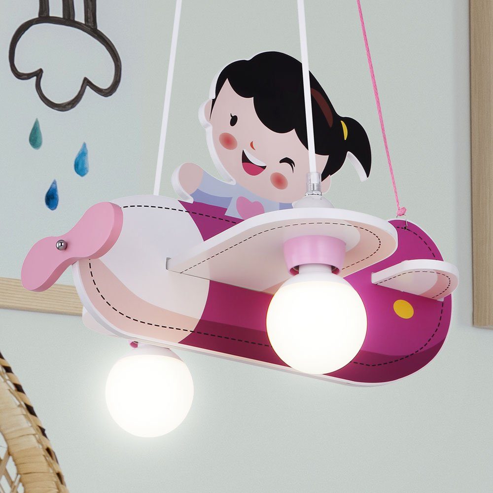 Globo Dekolicht, Leuchtmittel nicht hängend inklusive, Flugzeug Kinderzimmer Kinderleuchte pink Hängeleuchte