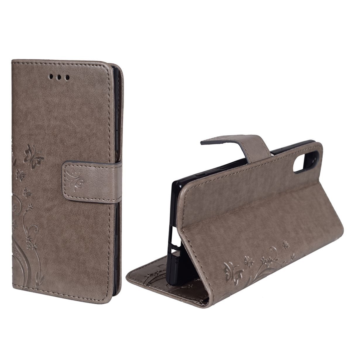 König Design Handyhülle Sony Xperia XZ, Sony Xperia XZ Handyhülle Bookcover Grau