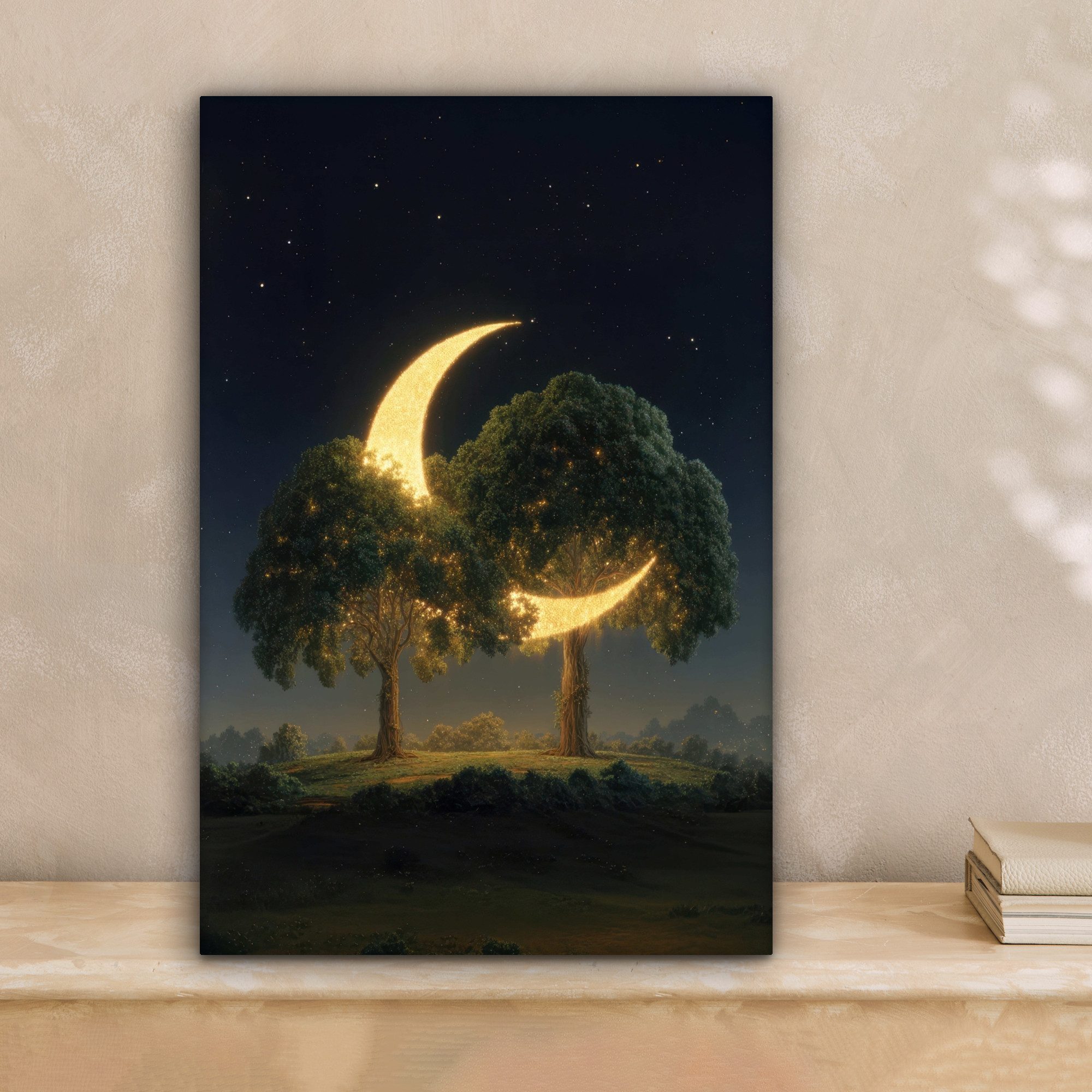 OneMillionCanvasses® Leinwandbild Mond - Bäume - Ruhe, Fotodruck (1 St), Le günstig online kaufen