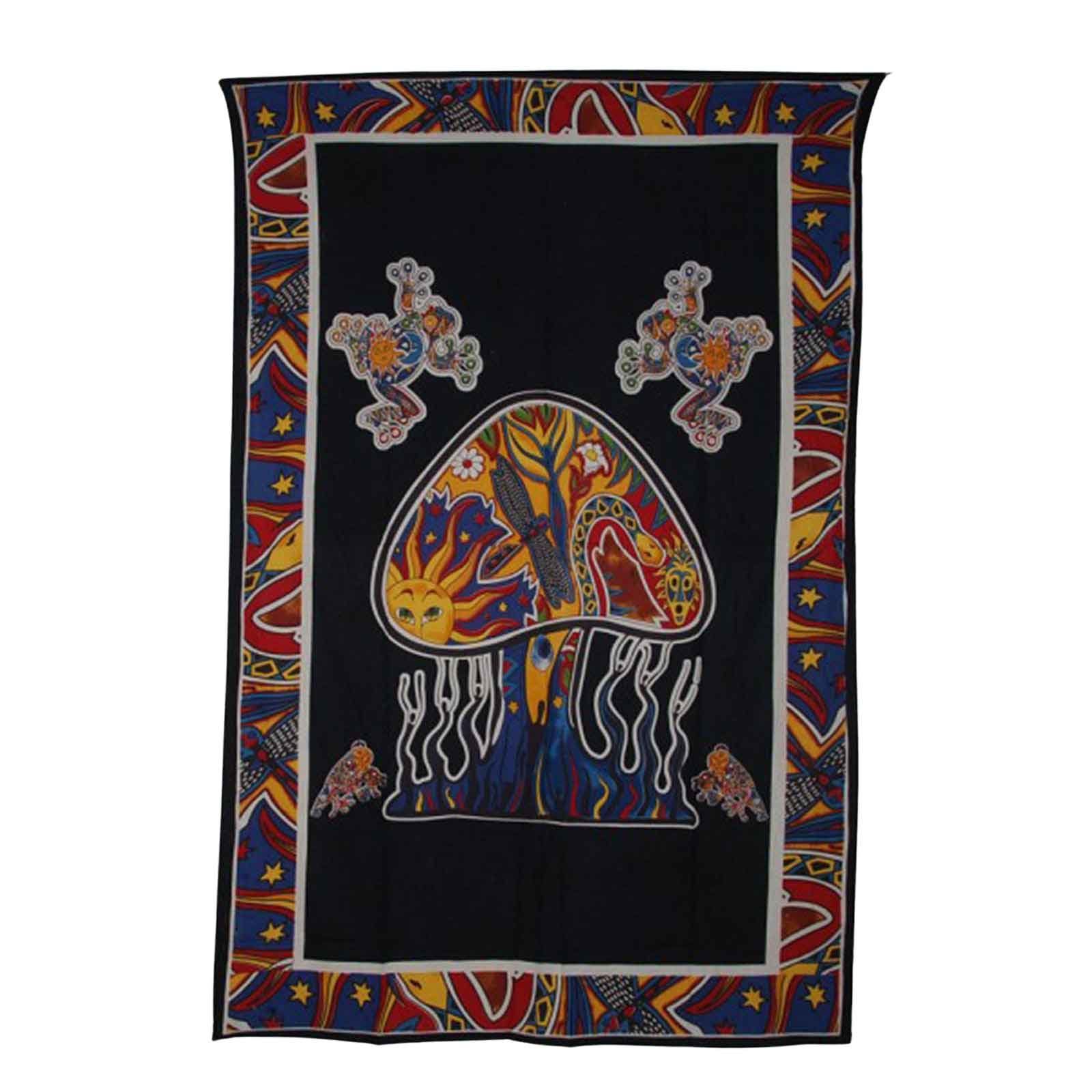 KUNST UND MAGIE Wandteppich Tagesdecke Wandbehang Magic Mushroom Tuch Pilze