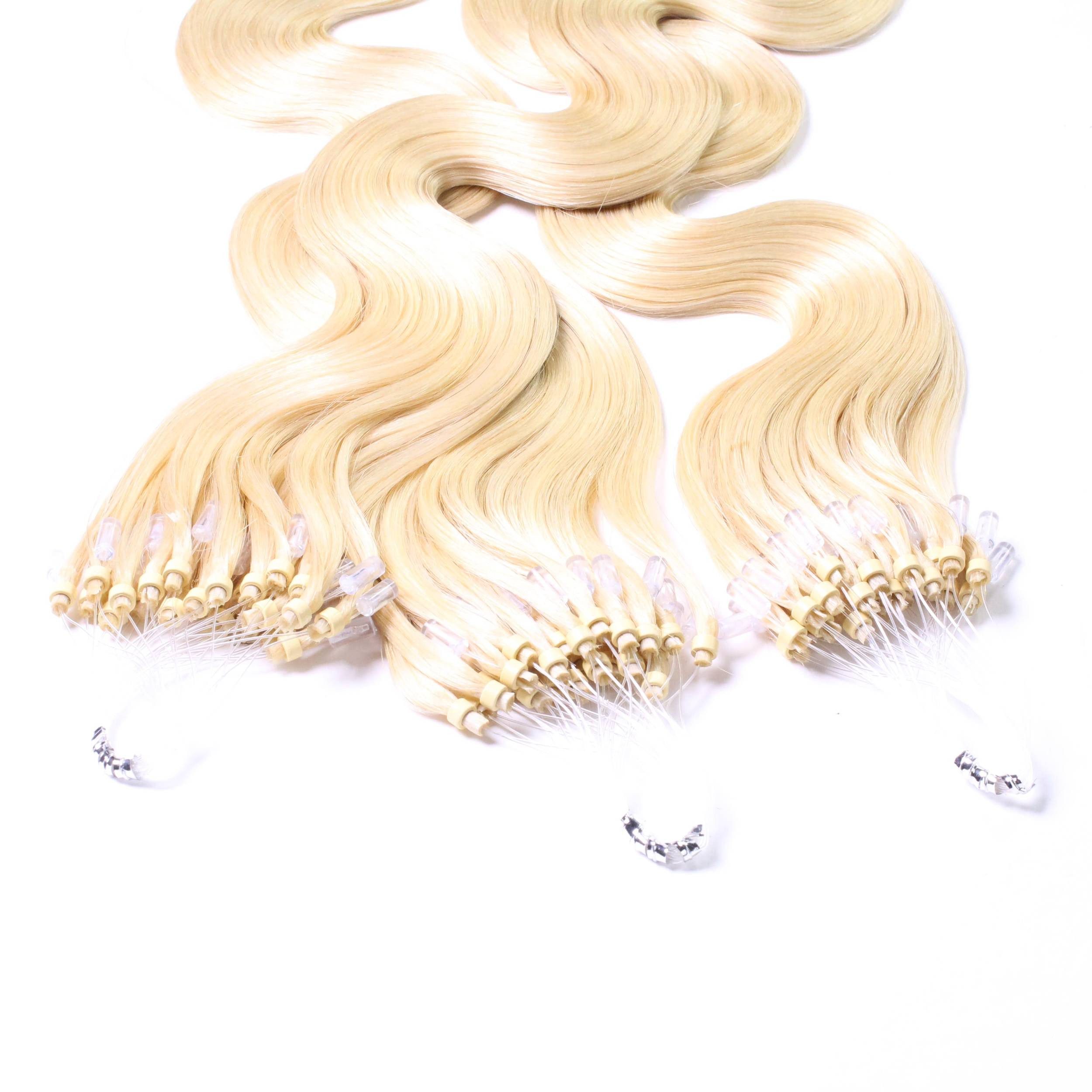 hair2heart Echthaar-Extension Microring Loops - gewellt #10/0 Hell-Lichtblond 0.5g 40cm von hair2heart
