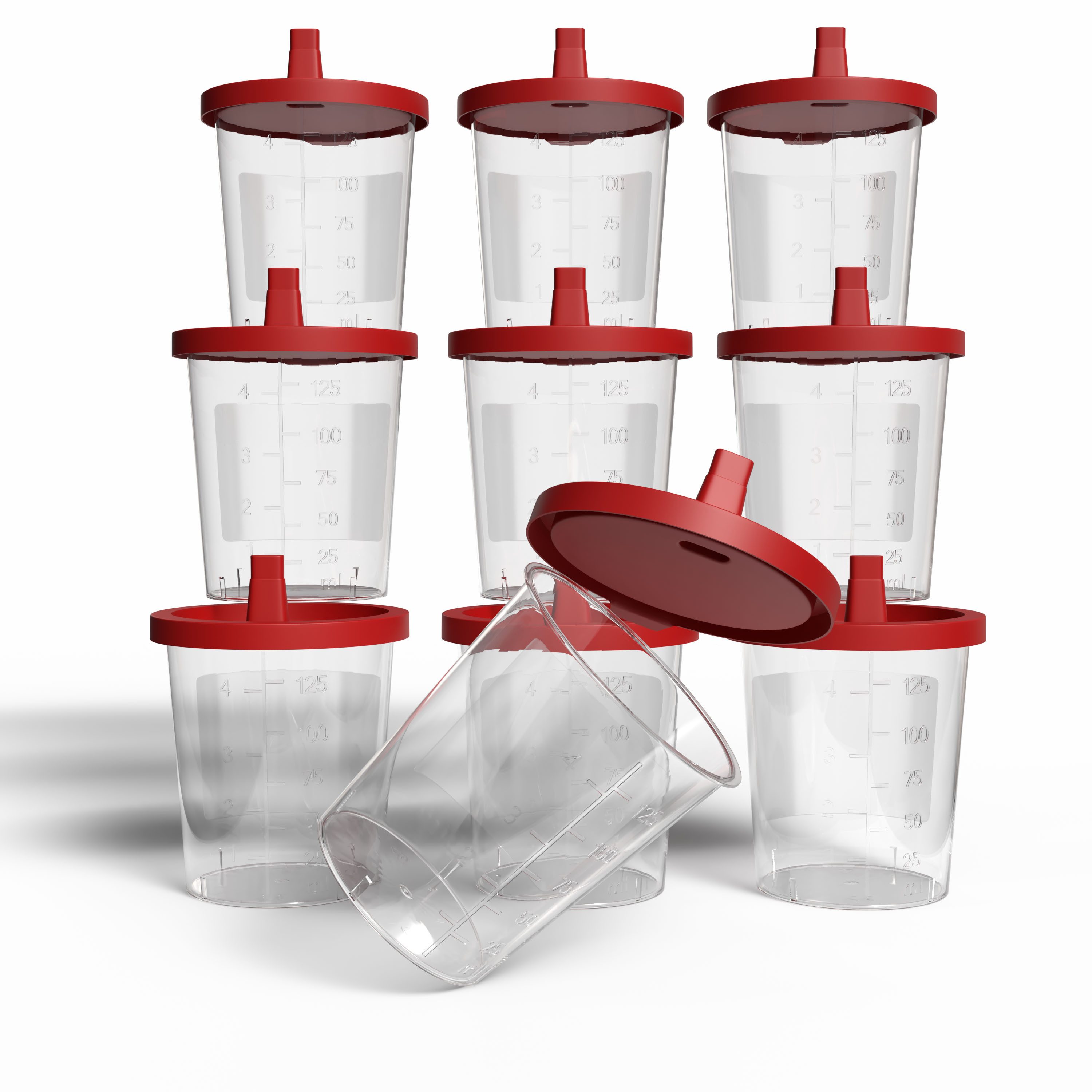 Horn Medical Urin-Flasche Horn Medical Urinbecher mit Schnappdeckel 150ml graduiert 10 Stück (Becher für (Harn) Proben, 10 St., auftrennbarer Schnabel im Deckel), unsteril, standfest aus stabilem Polypropylen