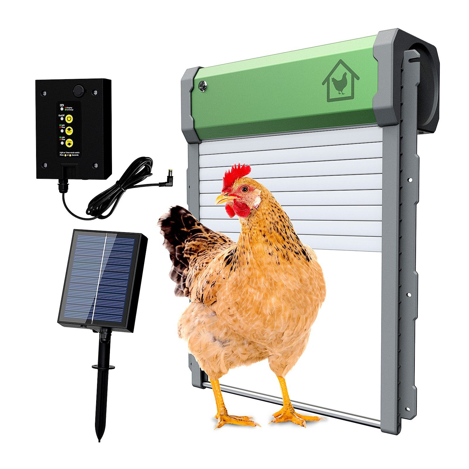 GARRYFIZH Haustierklappe Automatische Hühnerstalltür, Aluminum Alloy 4 Modes Automatic Chicken Door with Anti-Pinch Design