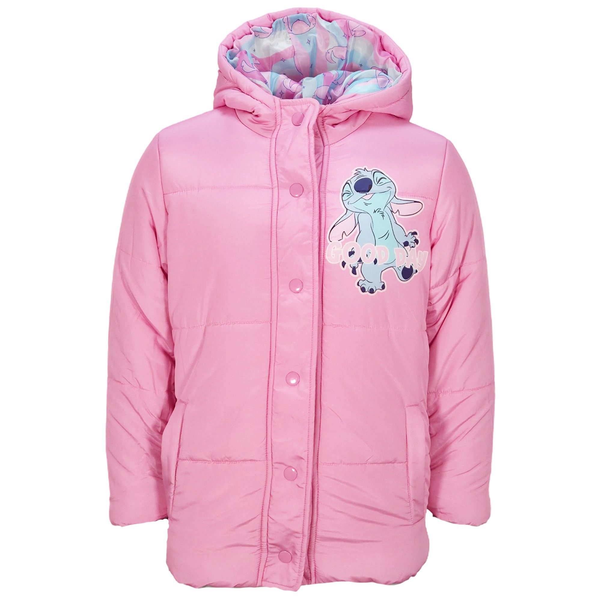 Disney Winterjacke Disney Stitch Kinder Winterjacke Mädchen Jacke mit Kapuze Gr. 92 bis 128