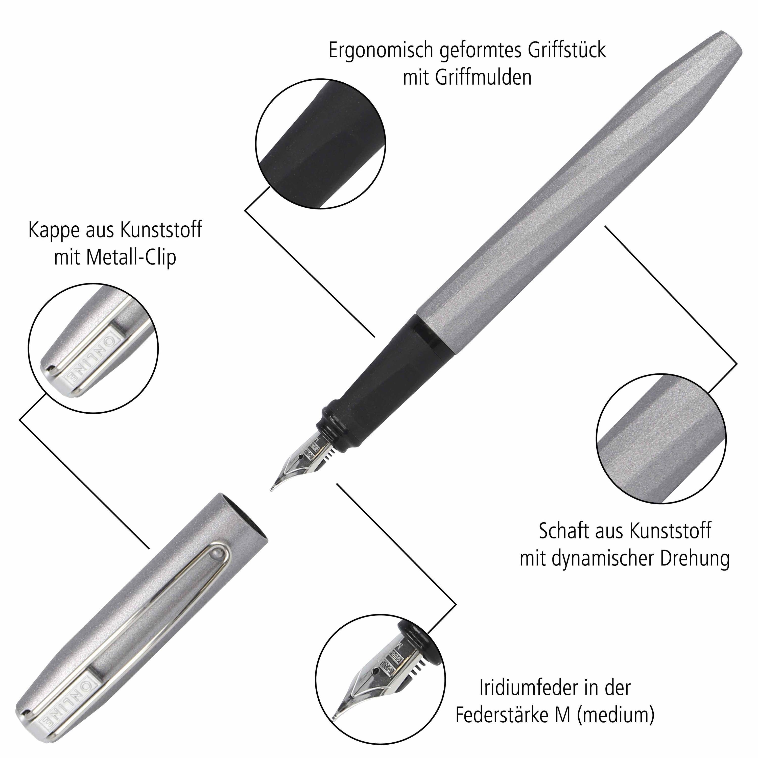 Tintenpatrone Slope, Pen ergonomisch, Schule, inkl. für Online Pink Füller ideal die