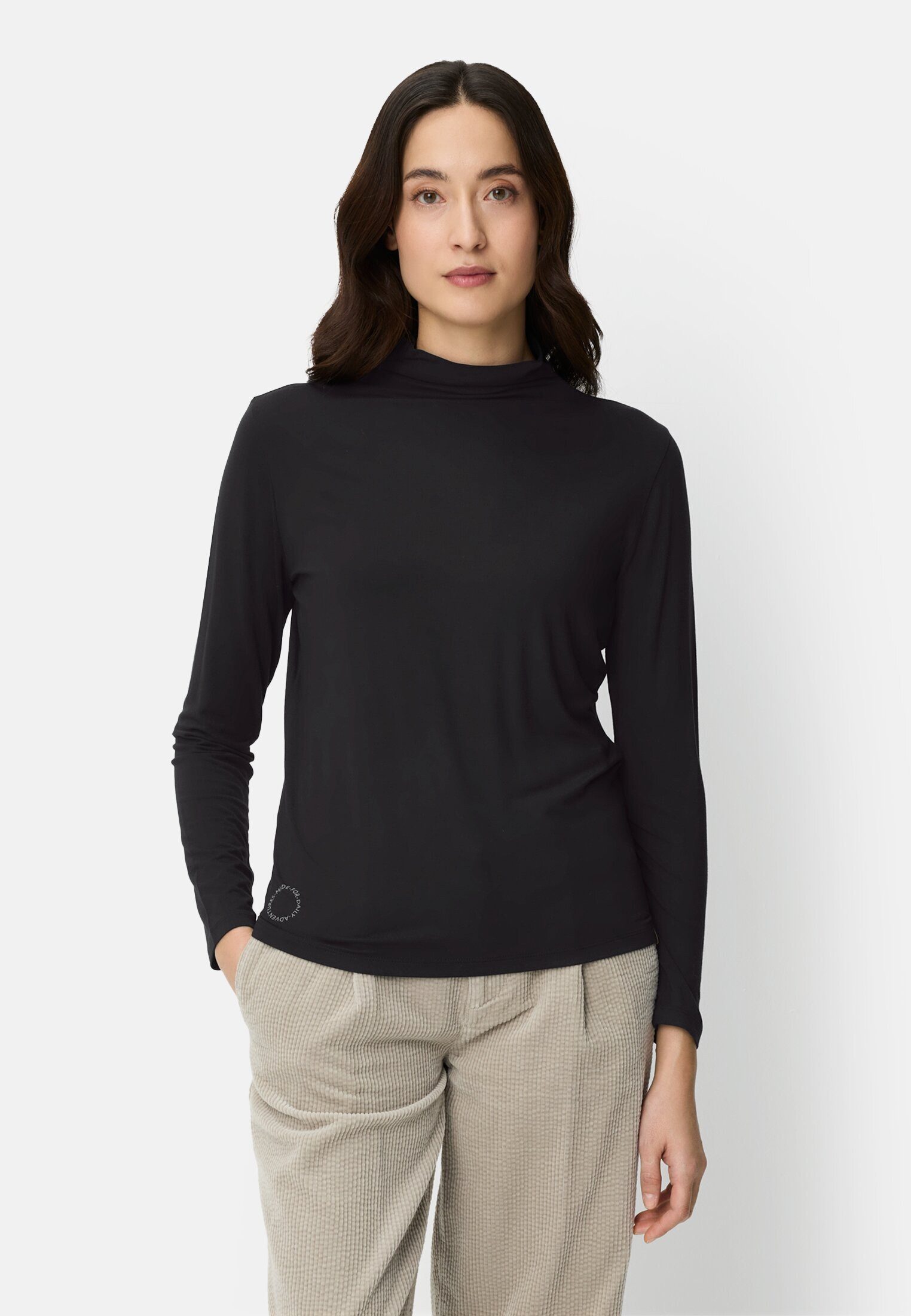 camel active Langarmshirt mit Stehkragen Langarm