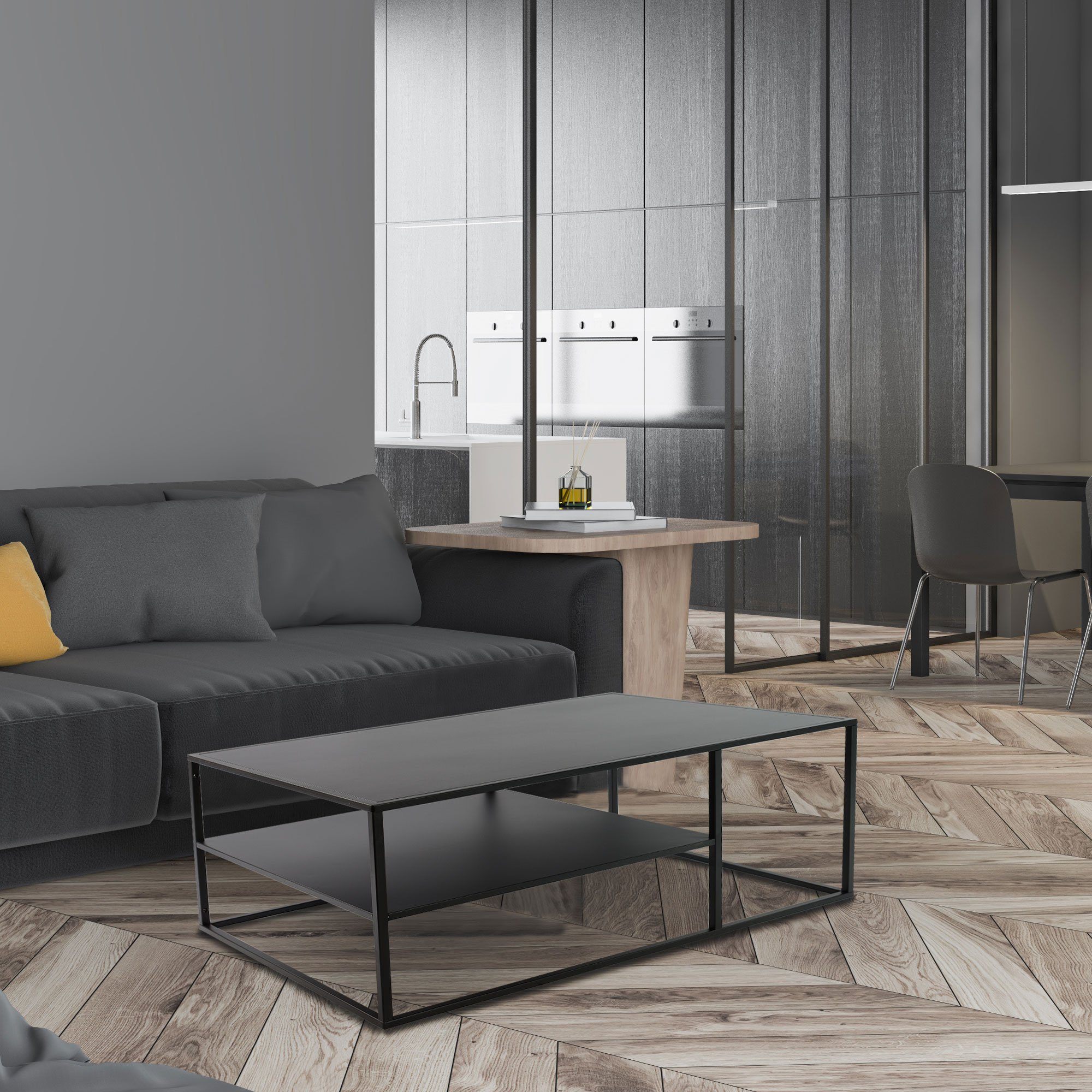 osoltus Raumteiler osoltus cube Industrie Stil Couchtisch Stahl schwarz 90x günstig online kaufen