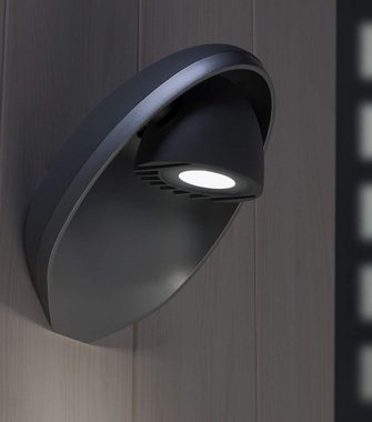LUTEC Außen-Wandleuchte EcoLight ALU LED Wandleuchte IP54 Wandlampe Außen Lampe Leuchte, LED fest integriert, Neutralweiß, Außenwandleuchte, oval, schwenkbarer, 9W, Aluminium