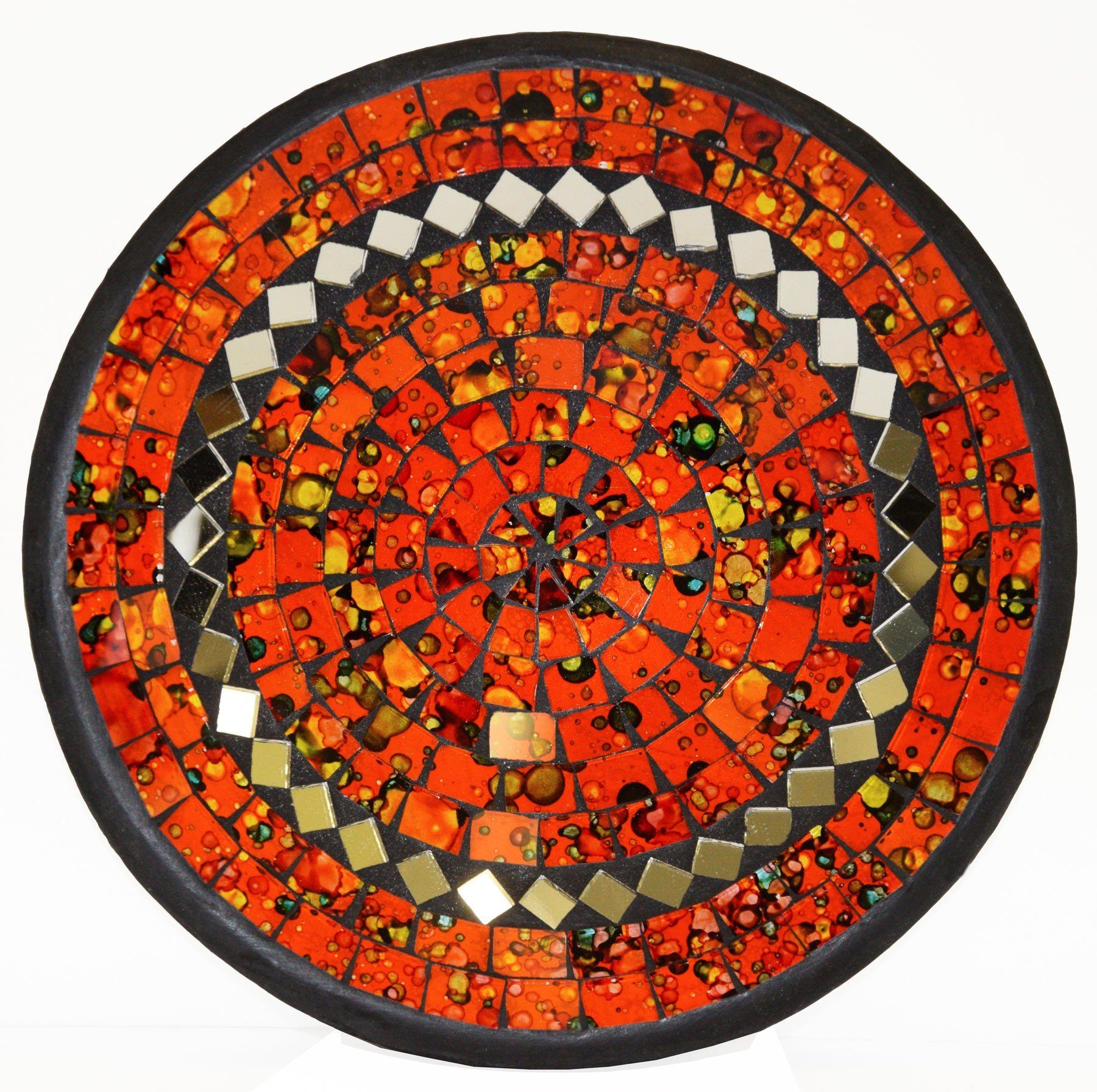 SIMANDRA Dekoschale Mosaikschale Tonschale rund Spiegel L Orange | Dekoschalen