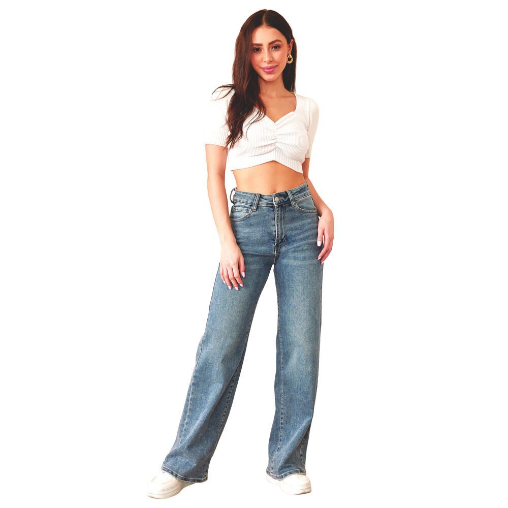 Ital-Design Stretch-Jeans Stylische Damenschuhe mit Komfort für Alltag und Freizeit (90727807) Used-Look Stretch High Waist Jeans in Blau – Bild 4 von 5
