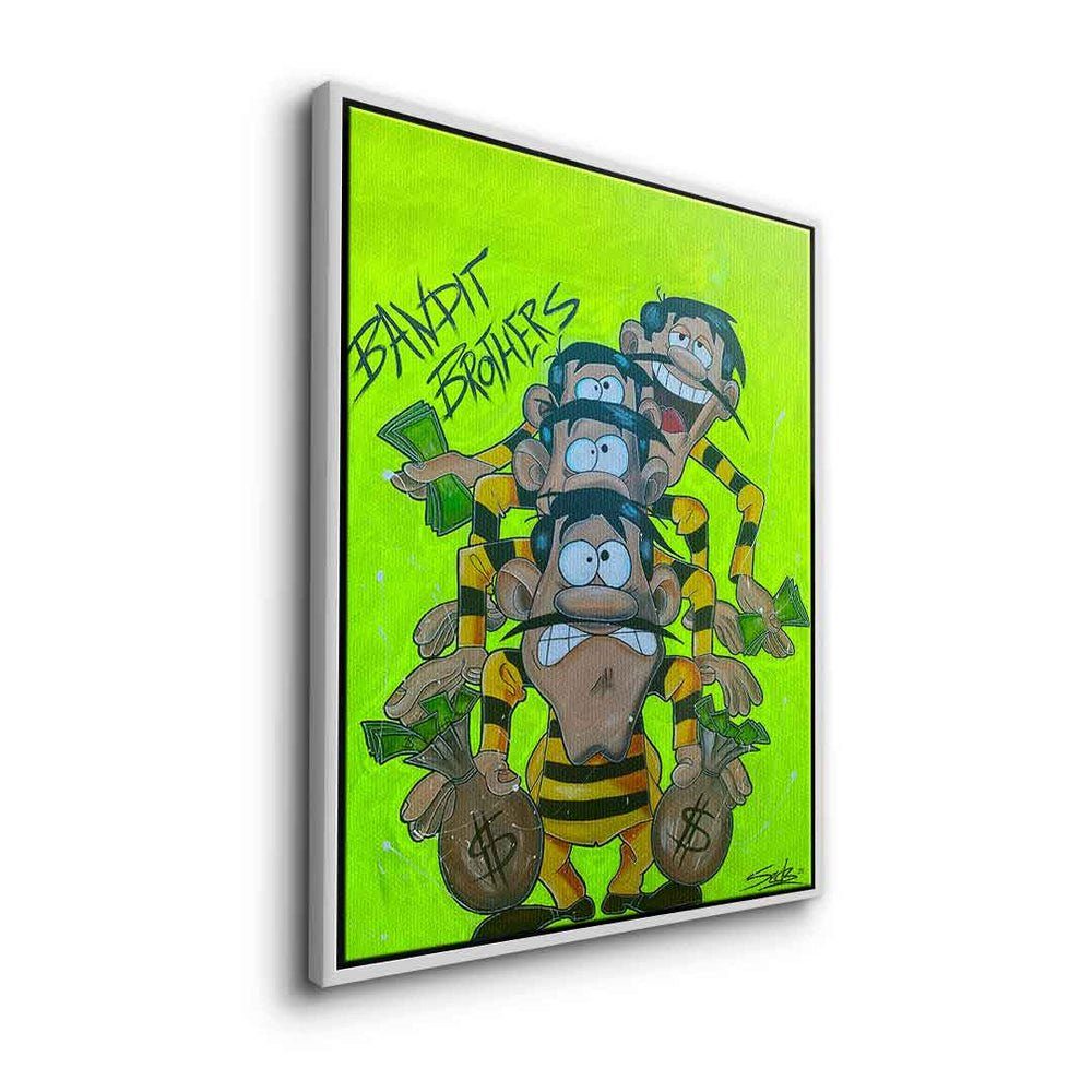DOTCOMCANVAS® Leinwandbild Bandit Brothers, Pop Luke Daltons Leinwand Bandit Die Art silberner Brothers Bild Rahmen comic Lucky