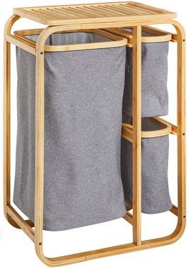 welltime Wäschesortierer Tulum, aus Bambus, Wäschekorb mit 3 herausnehmbaren Wäschesäcken