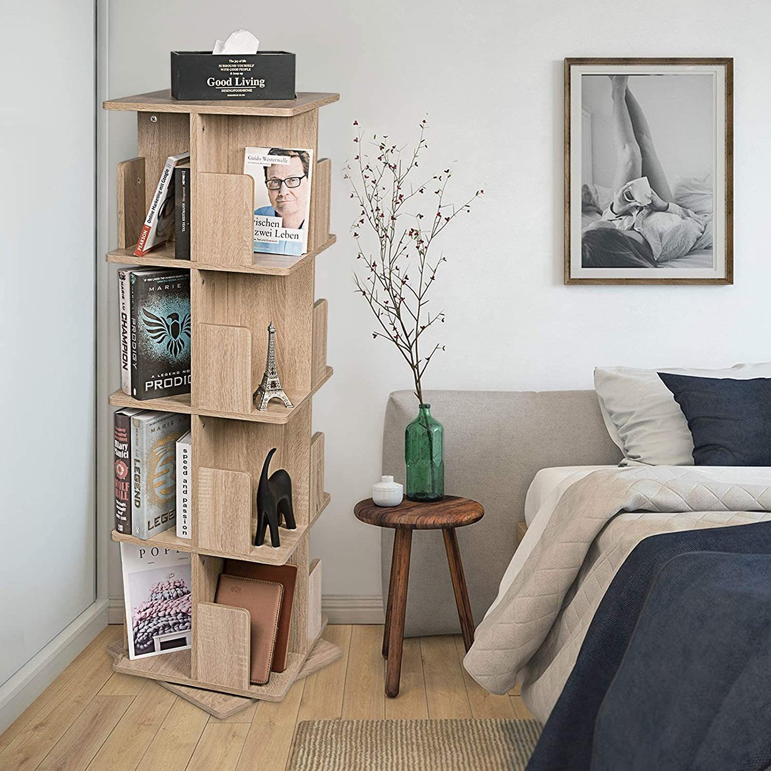 EUGAD Bücherregal, 1-tlg., drehbares Standregal Dekoregal günstig online kaufen