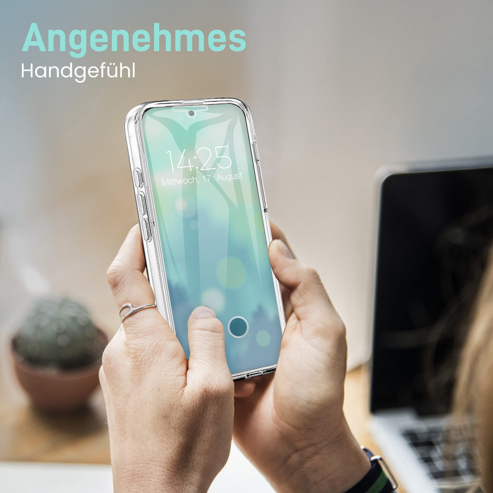 Tec-Expert Handyhülle 360 Grad Hülle für Samsung Galaxy S24 6.2 Zoll, 6.2", Rundum Schutz Cover Case Hülle Transparent