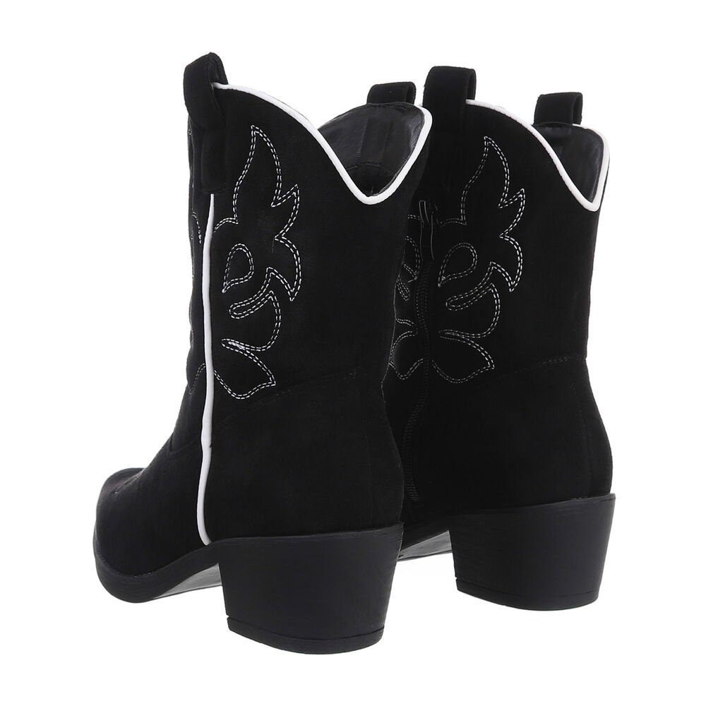 Ital-Design Damen Cowboyboots Western Westernstiefelette (83592454) Blockabsatz Western- & Bikerboots in Schwarz – Bild 3 von 5