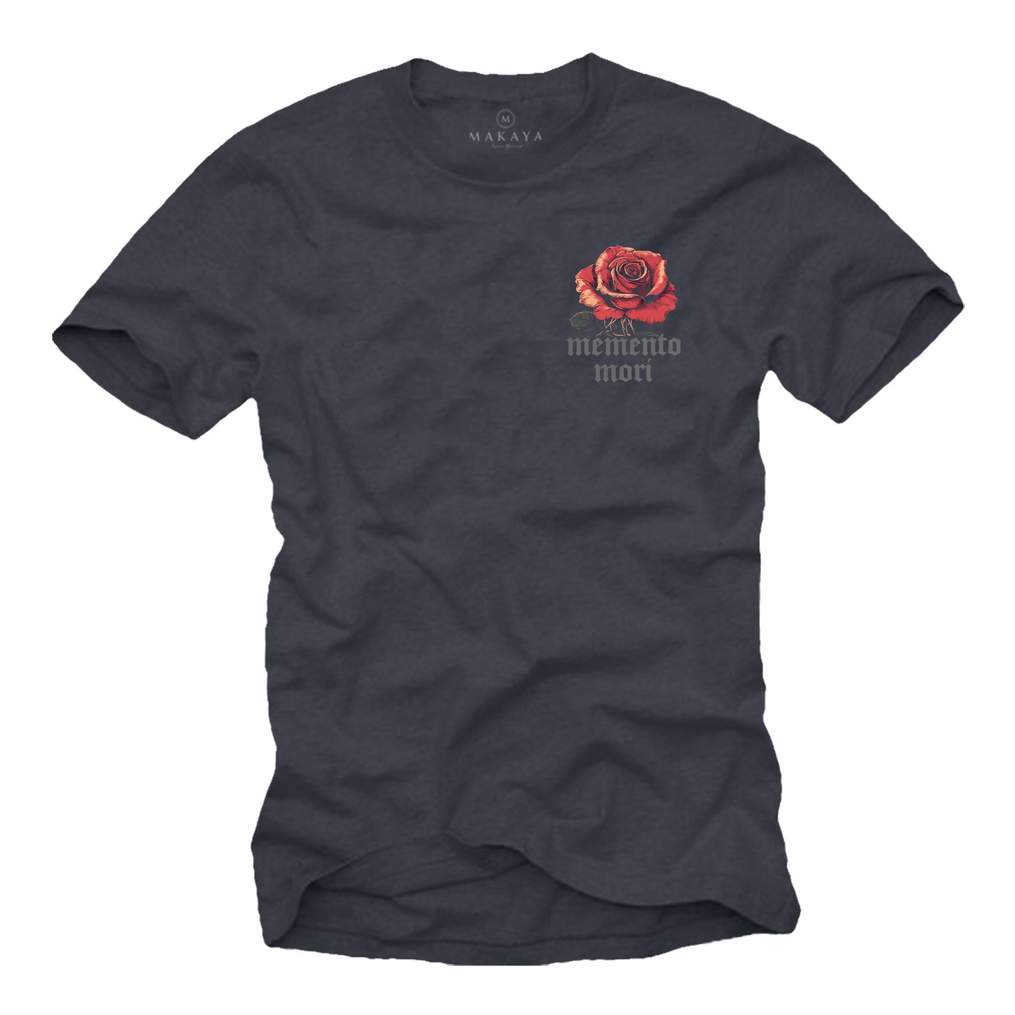 T-Shirt Herrenshirt mit Rose auf der Brust – Geschenk für Männer
